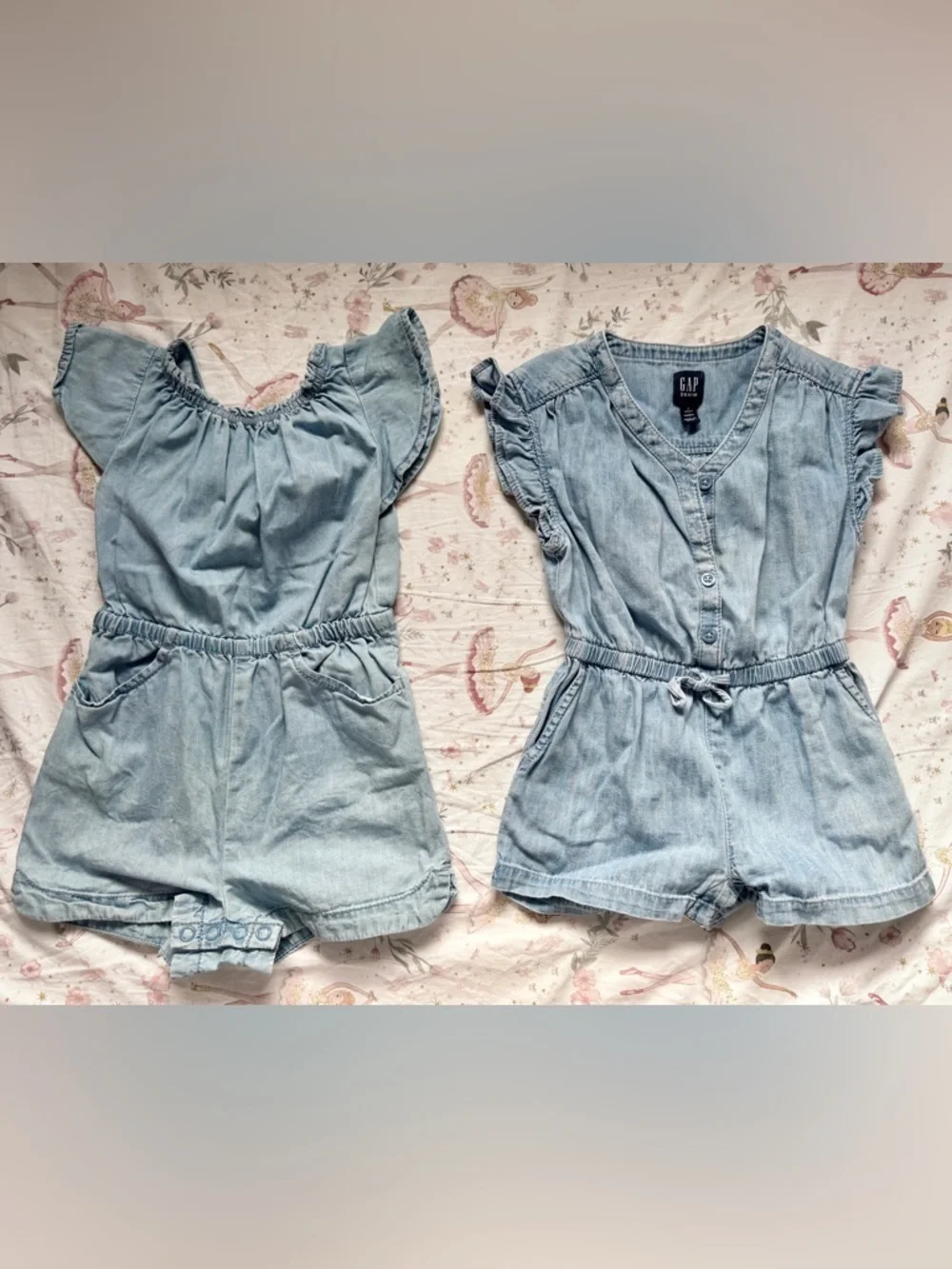 Toddler Girls Size 2 Denim Romper Bundle | Gap + Cat & Jack | Preppy Summer